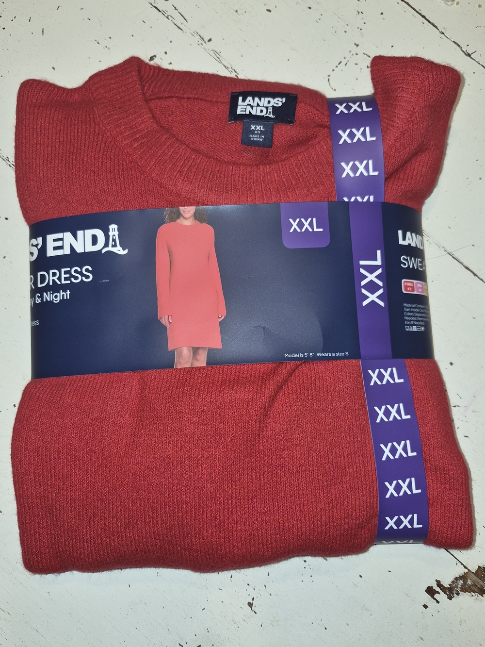 Lands' End Red Knit Sweater Dress XXL